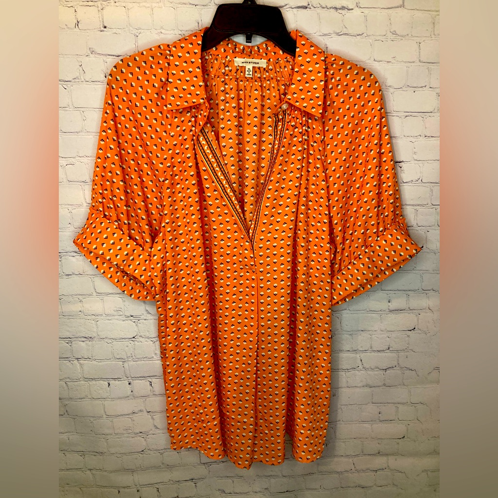 Max Studio Orange Patterned Blouse